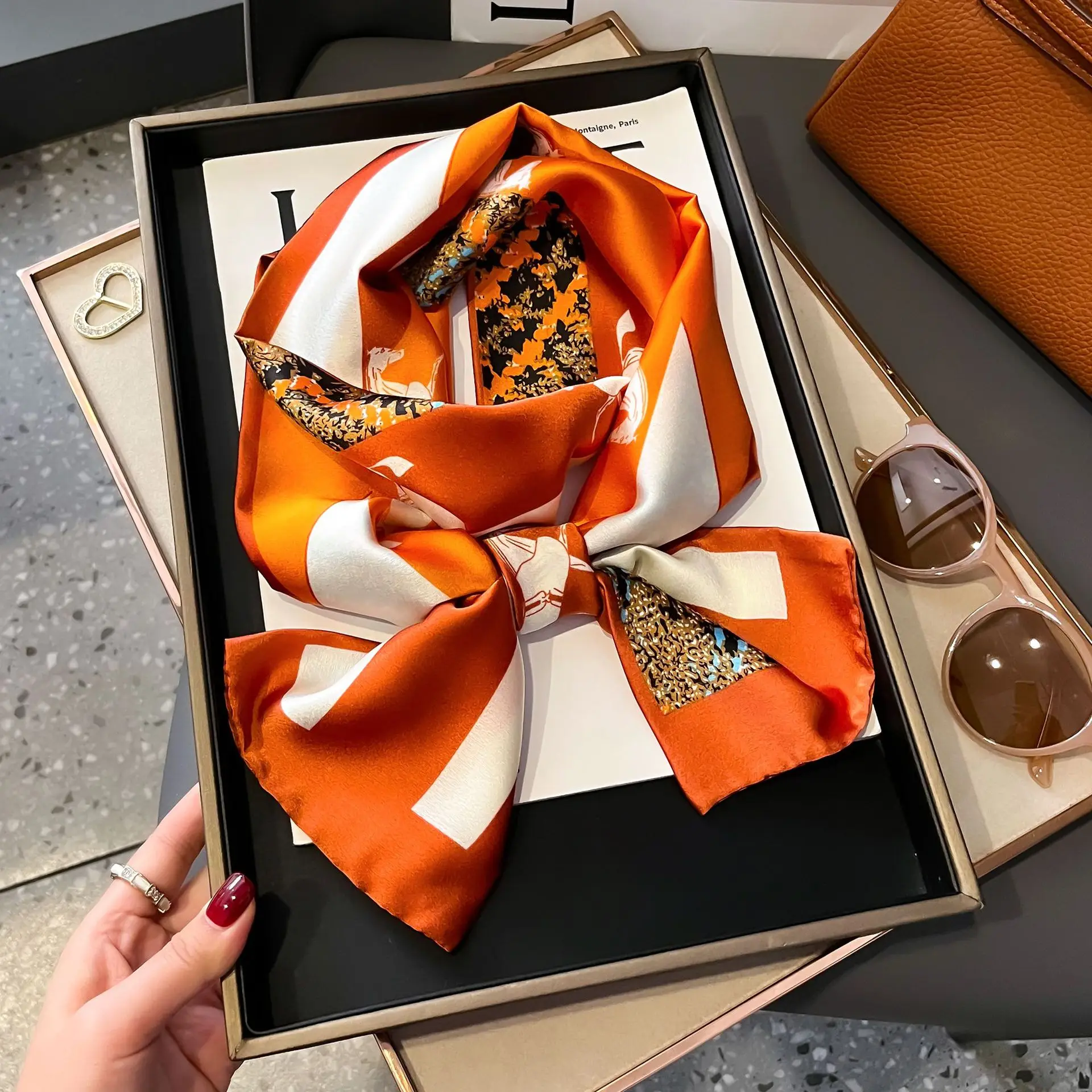 Shirt Decoration Sunscreen Silk Scarfs Female Hair Band Skinny Scarf NeckTies Women Bag Long Scarves Neckerchief Foulard Lady