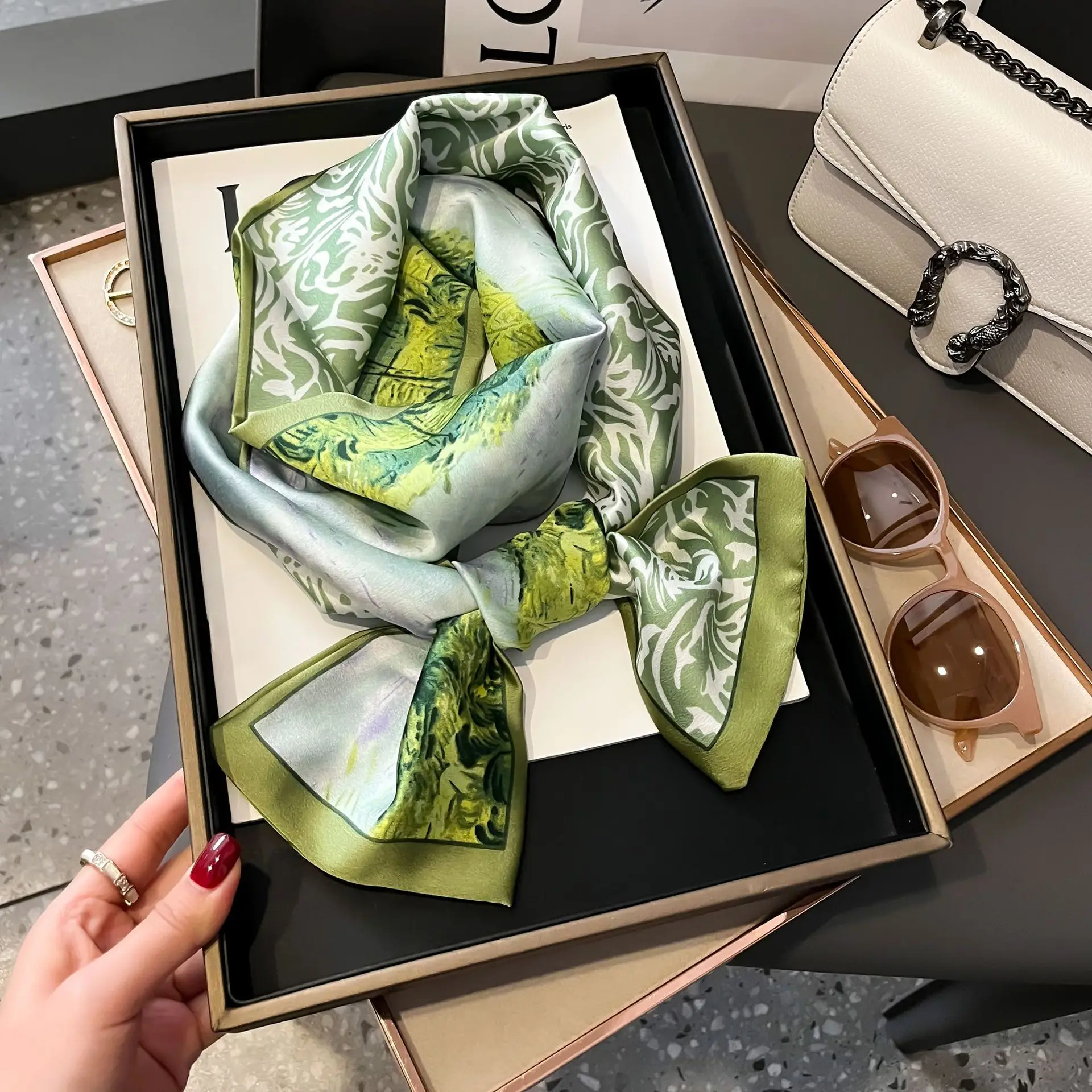 Shirt Decoration Sunscreen Silk Scarfs Female Hair Band Skinny Scarf NeckTies Women Bag Long Scarves Neckerchief Foulard Lady
