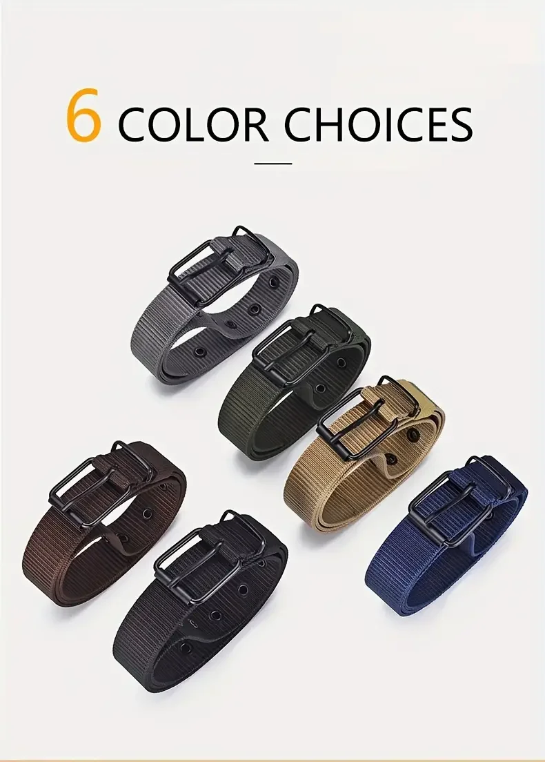 Men's Belt Porous Canvas Pin Buckle Leather Belt Outdoor Sports Belt Women's Trendy Eyelet Belt With Jeans Belt For Men Women