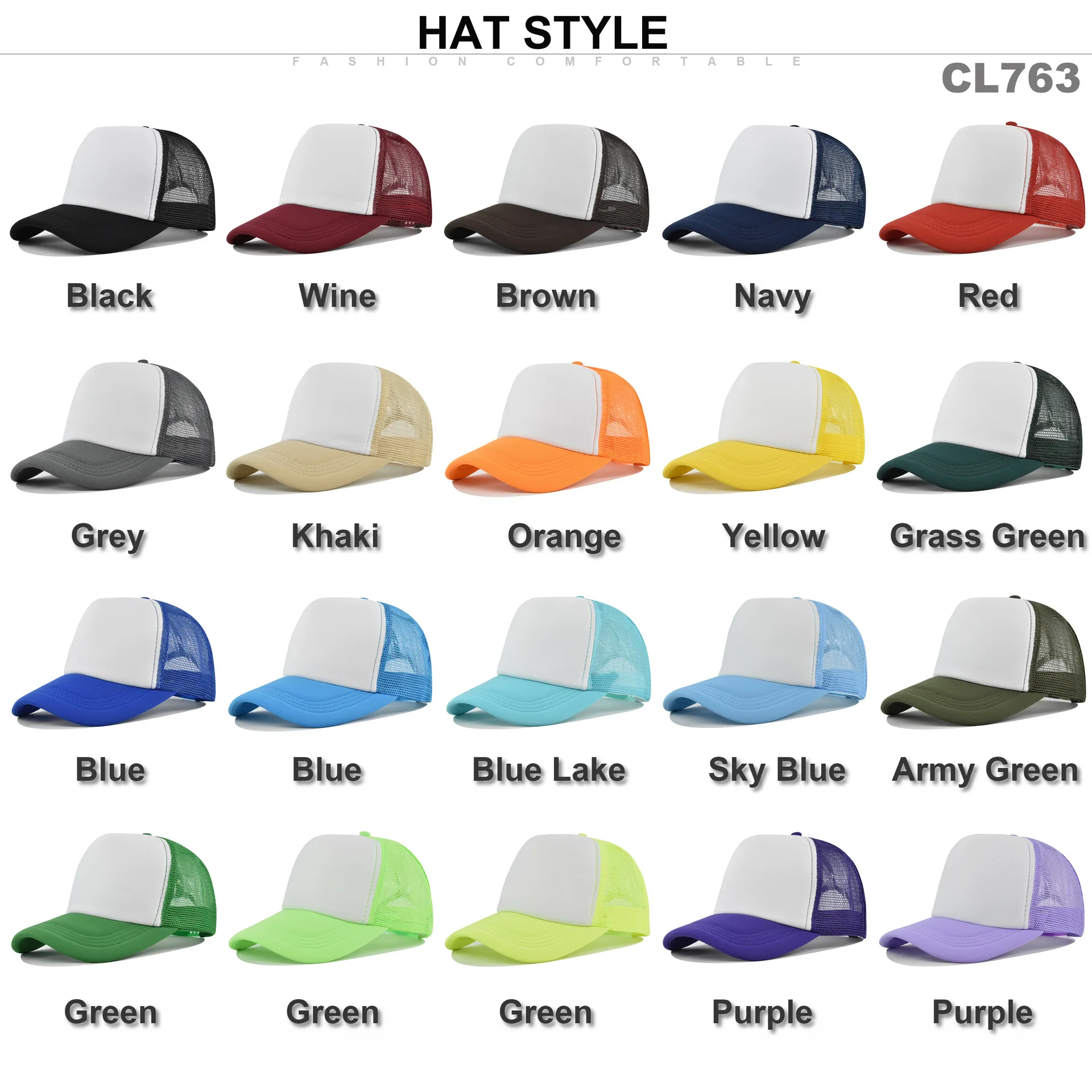 1PC Fashion Unisex Plain Baseball Cap Adjustable Trucker Flat Visor Cap Snapback Mesh Curved Men Women Casual Sun Summer Hat