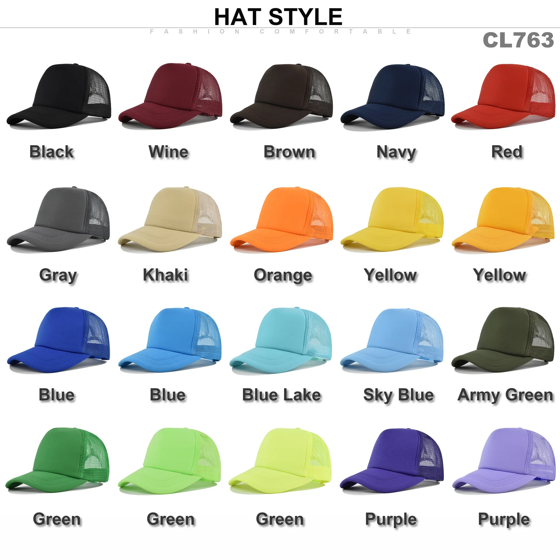 1PC Fashion Unisex Plain Baseball Cap Adjustable Trucker Flat Visor Cap Snapback Mesh Curved Men Women Casual Sun Summer Hat