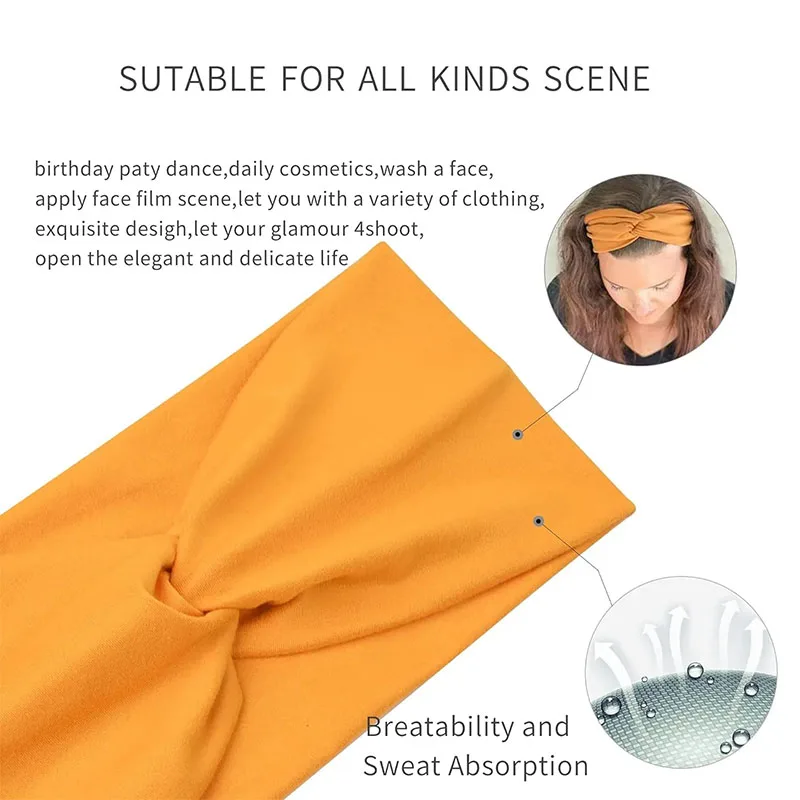 Bohemian European and American Sports Headband Women's Wide Yoga Elastic Running Hair Accessories Headw 1PCS