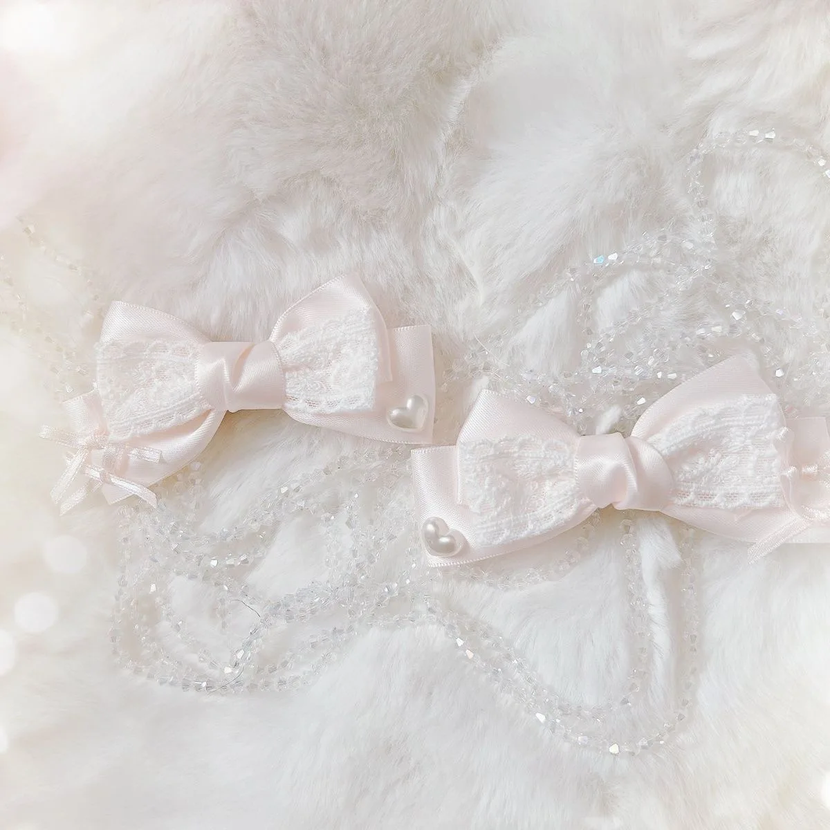 【1 Pair】Hair Decoration Pink Ribbon Hair Bow Hair Accessories Ladies Y2K 2000S Accessories Hairpins Woman Flower Hair Clips