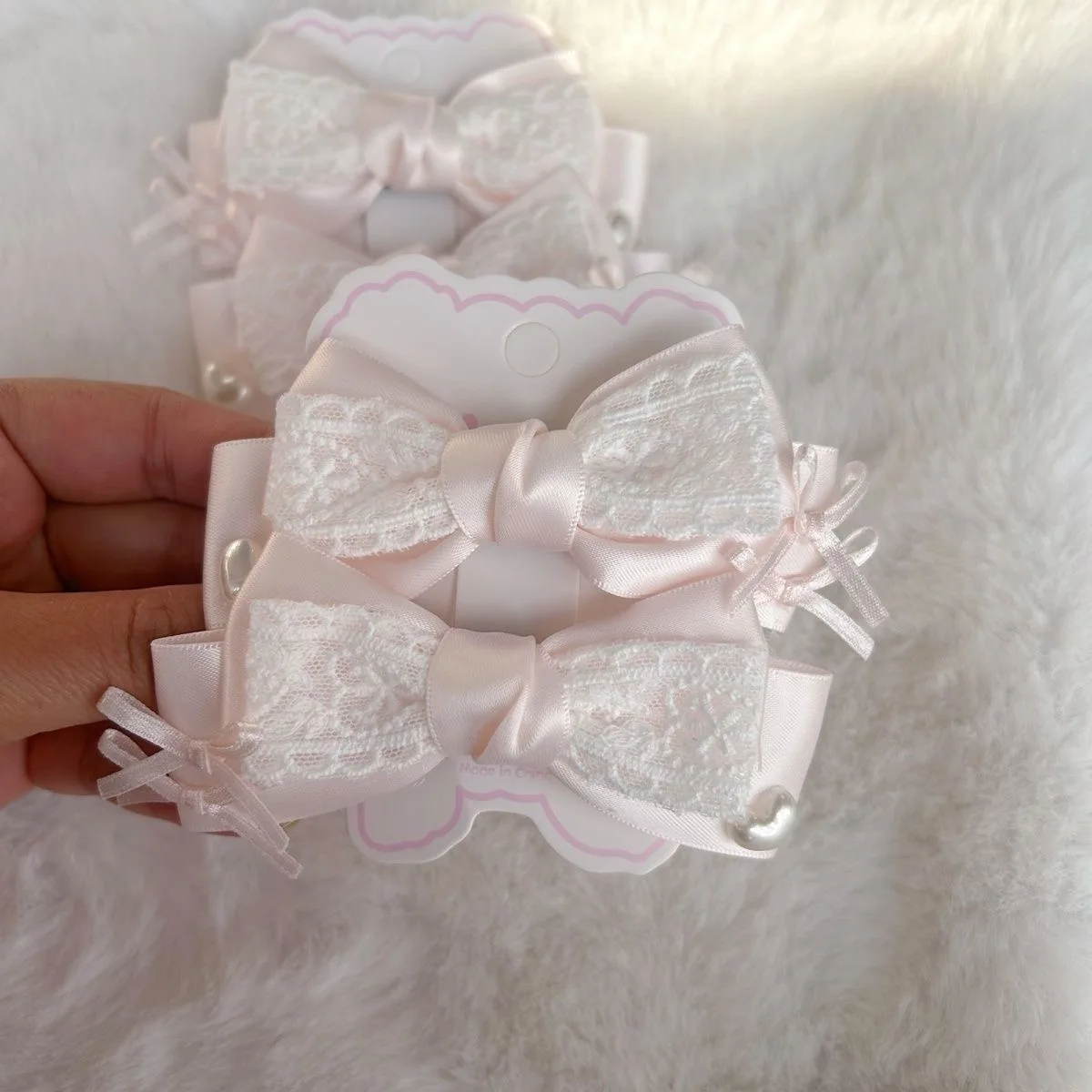 【1 Pair】Hair Decoration Pink Ribbon Hair Bow Hair Accessories Ladies Y2K 2000S Accessories Hairpins Woman Flower Hair Clips