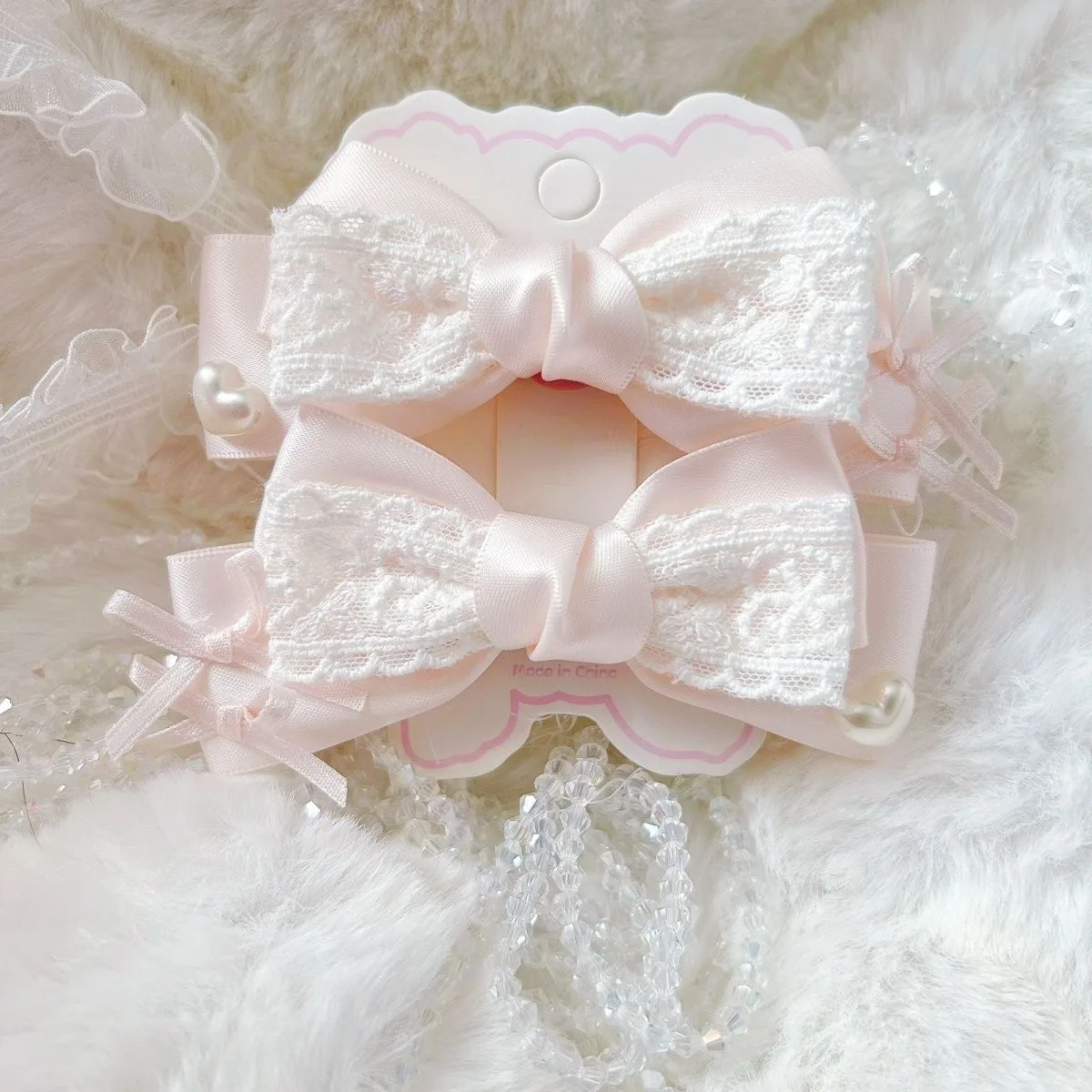 【1 Pair】Hair Decoration Pink Ribbon Hair Bow Hair Accessories Ladies Y2K 2000S Accessories Hairpins Woman Flower Hair Clips