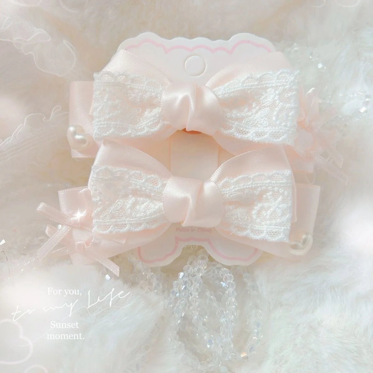 【1 Pair】Hair Decoration Pink Ribbon Hair Bow Hair Accessories Ladies Y2K 2000S Accessories Hairpins Woman Flower Hair Clips