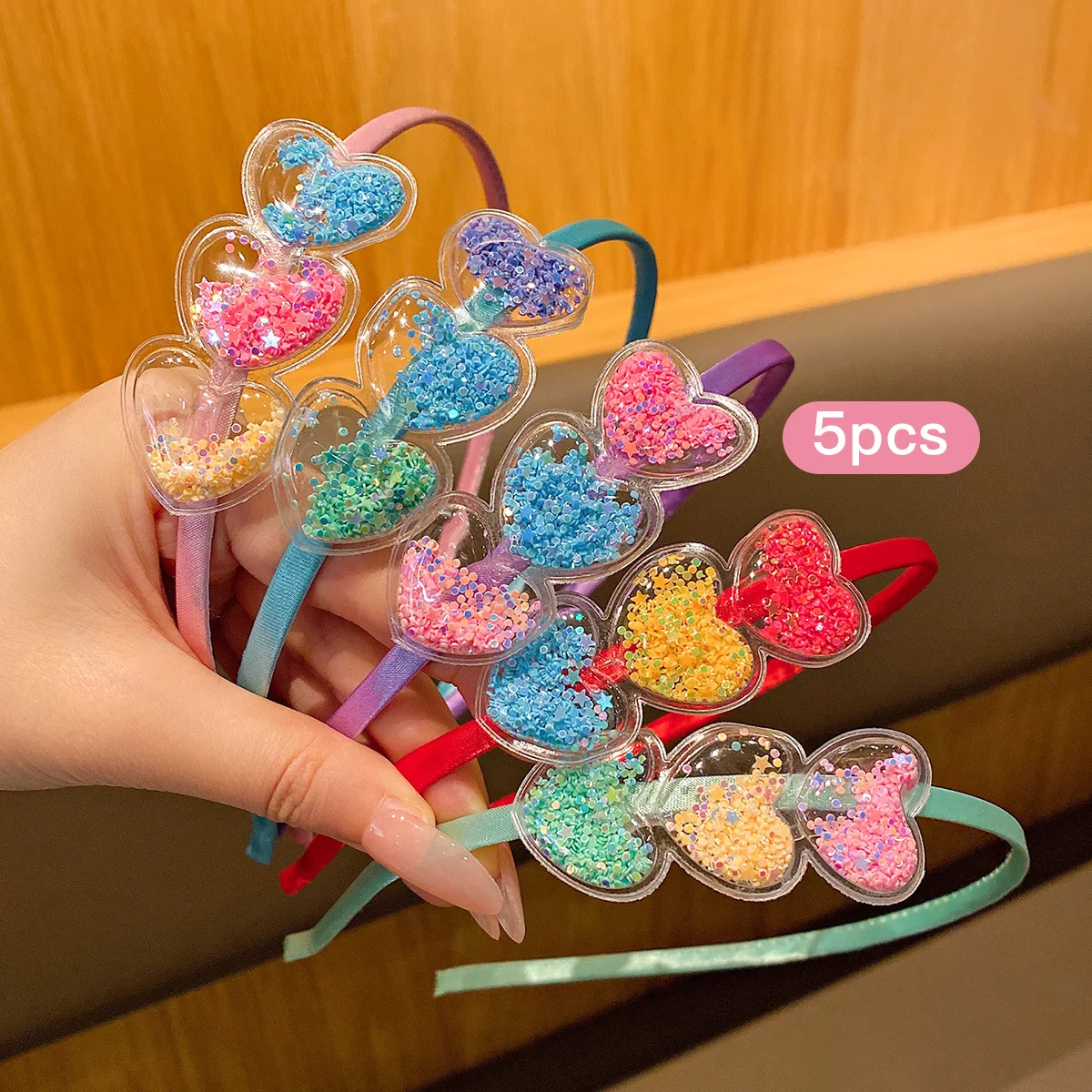 5 color random heart-shaped flow sofa hoops with sweet and cute hair accessories suitable for daily use