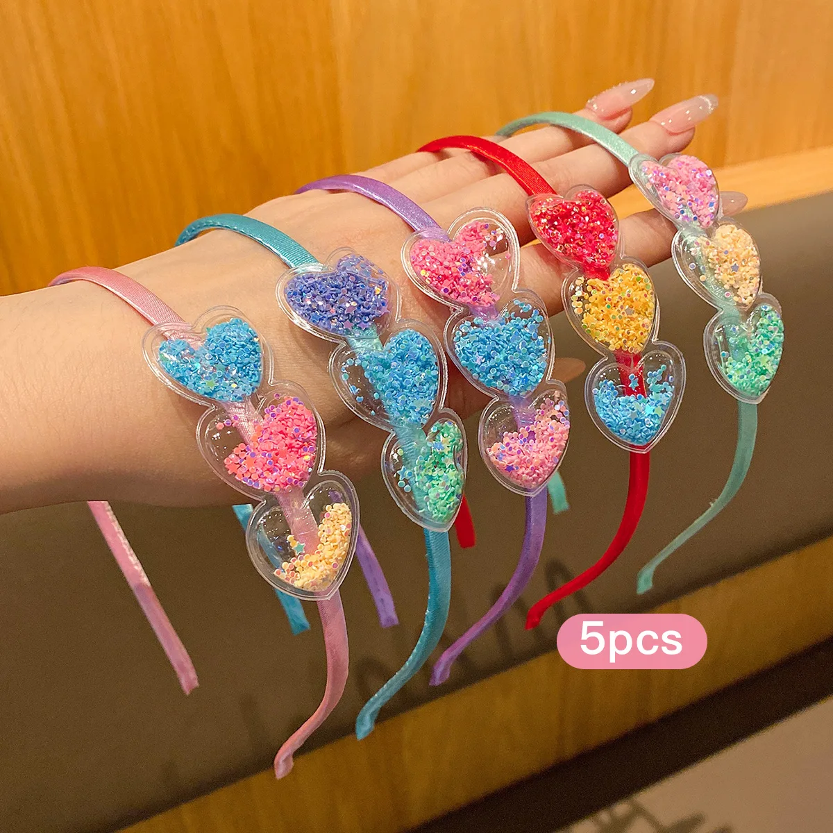 5 color random heart-shaped flow sofa hoops with sweet and cute hair accessories suitable for daily use
