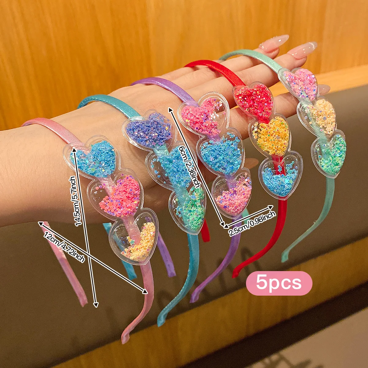 5 color random heart-shaped flow sofa hoops with sweet and cute hair accessories suitable for daily use