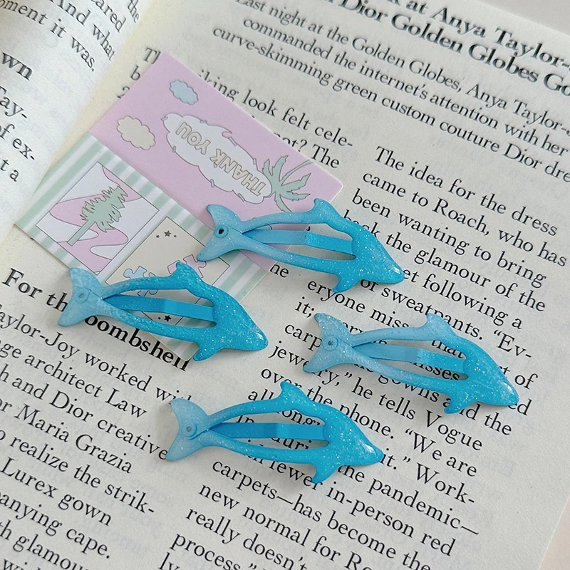 4Pcs Cute Cartoon Dolphin BB Hair Clip For Women Girls Versatile Bangs Hair Clip Fashion Side Clip Hair Accessories Gifts
