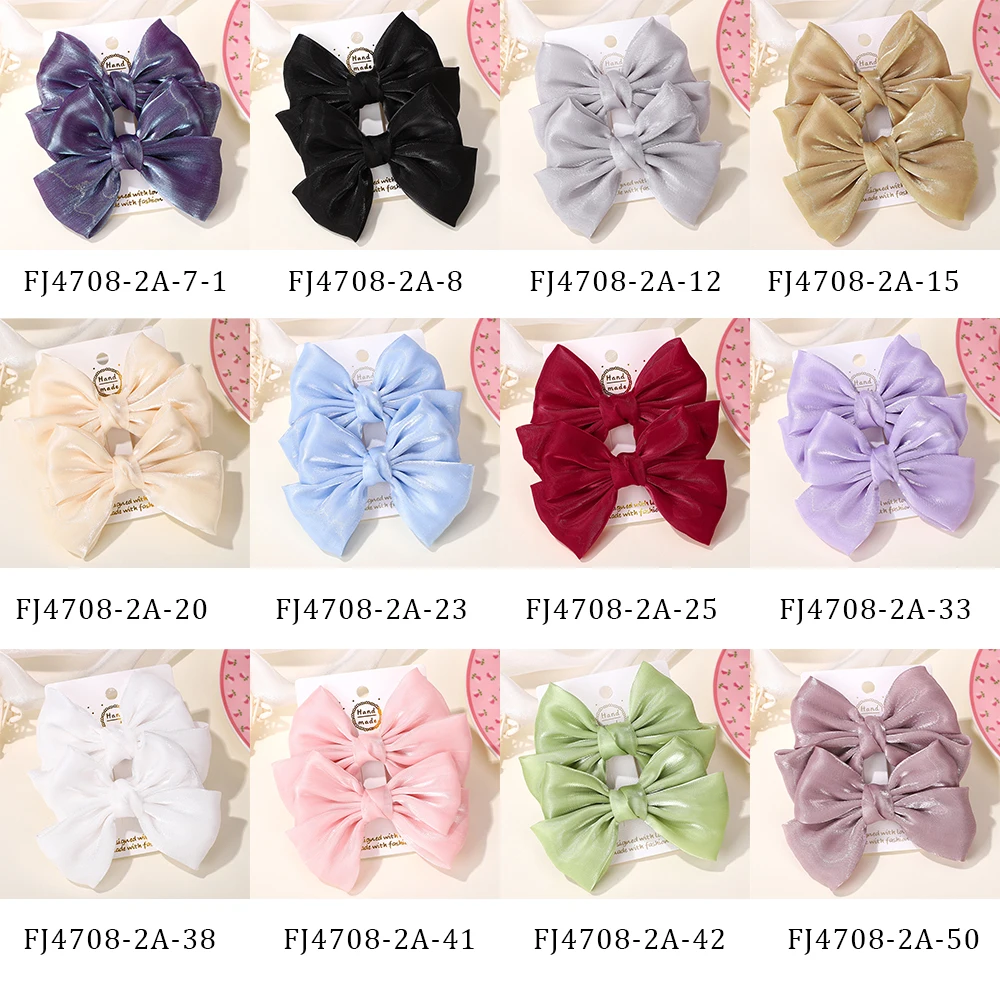 BABY BOWS 2Pcs 4.3inch Big Bows Chiffon Hair Clips Cheer Bowknot Hairpin Children Headdress Fashion Girls Hair Accessories
