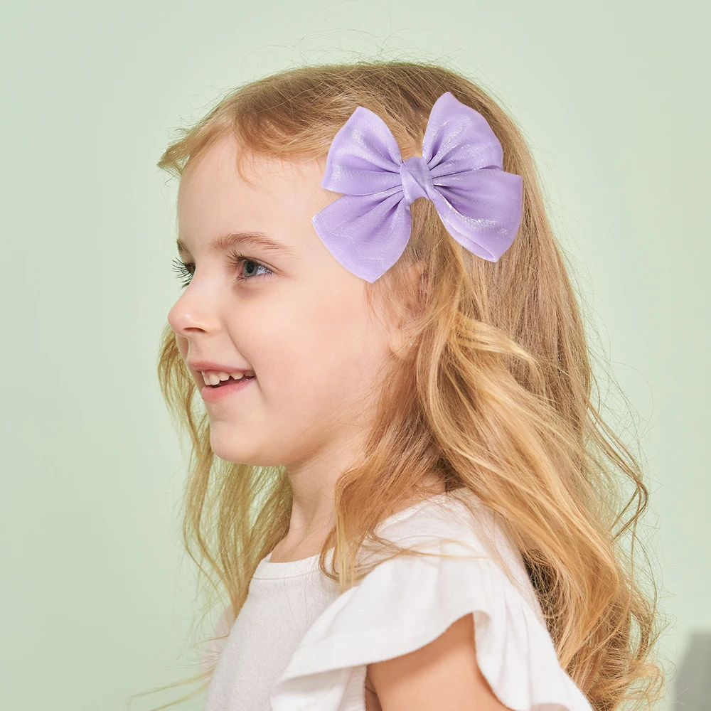 BABY BOWS 2Pcs 4.3inch Big Bows Chiffon Hair Clips Cheer Bowknot Hairpin Children Headdress Fashion Girls Hair Accessories