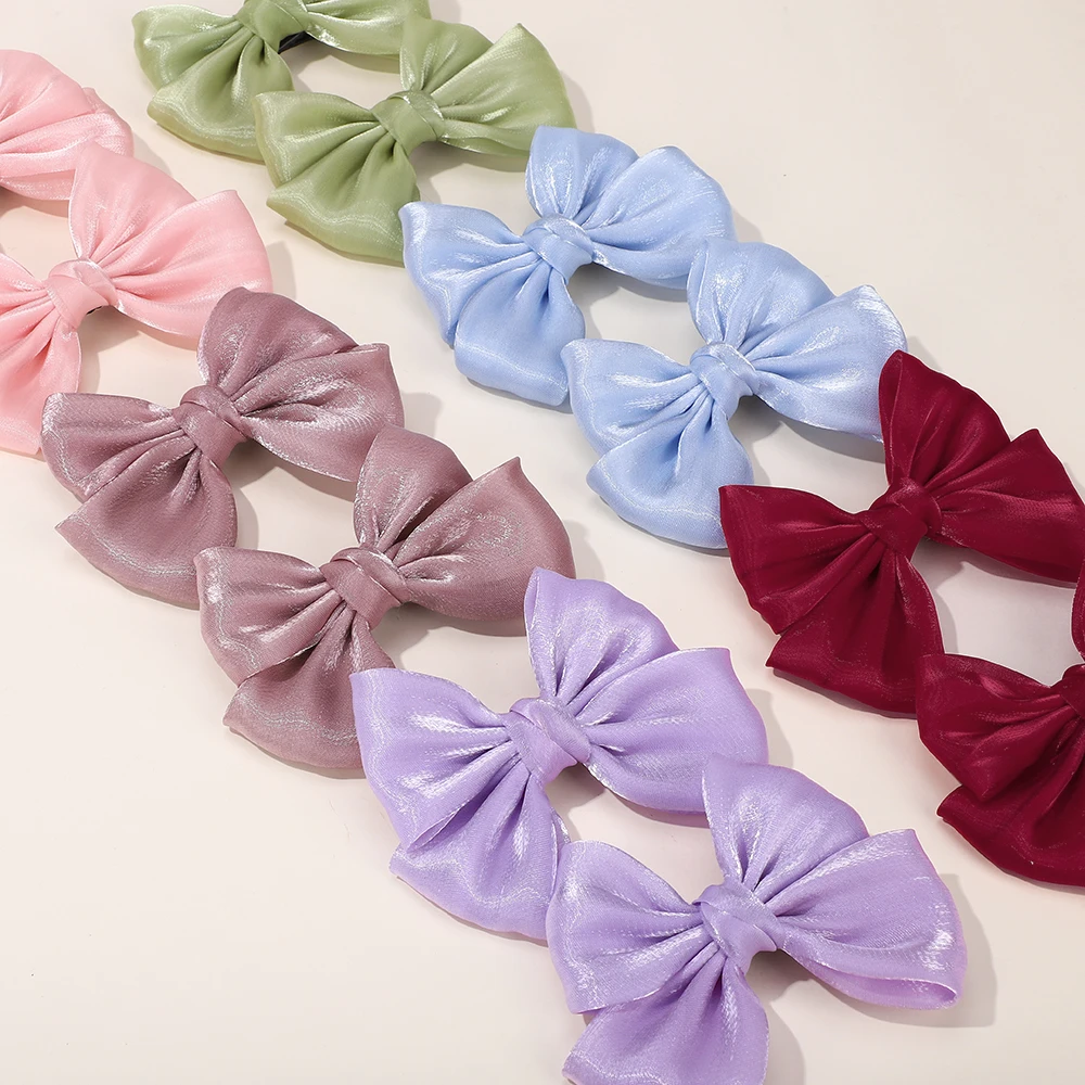 BABY BOWS 2Pcs 4.3inch Big Bows Chiffon Hair Clips Cheer Bowknot Hairpin Children Headdress Fashion Girls Hair Accessories