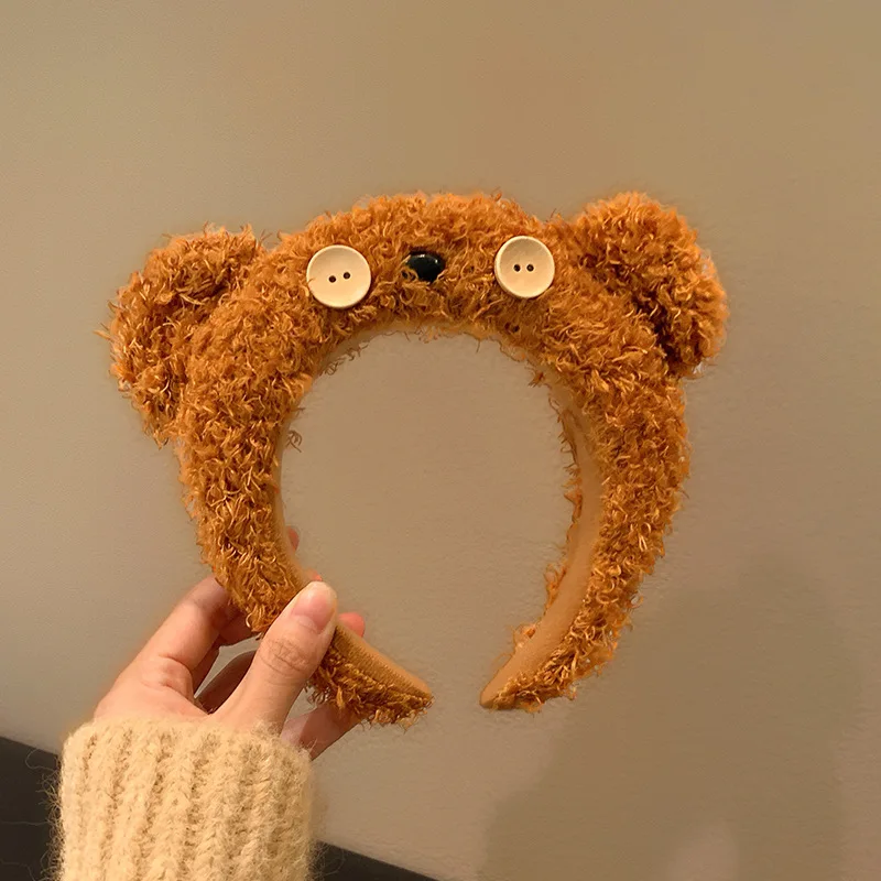 1pc NEW Little Bear Hair Hoop Plush Yellow Cute Face Wash Headband Cartoon Headpiece