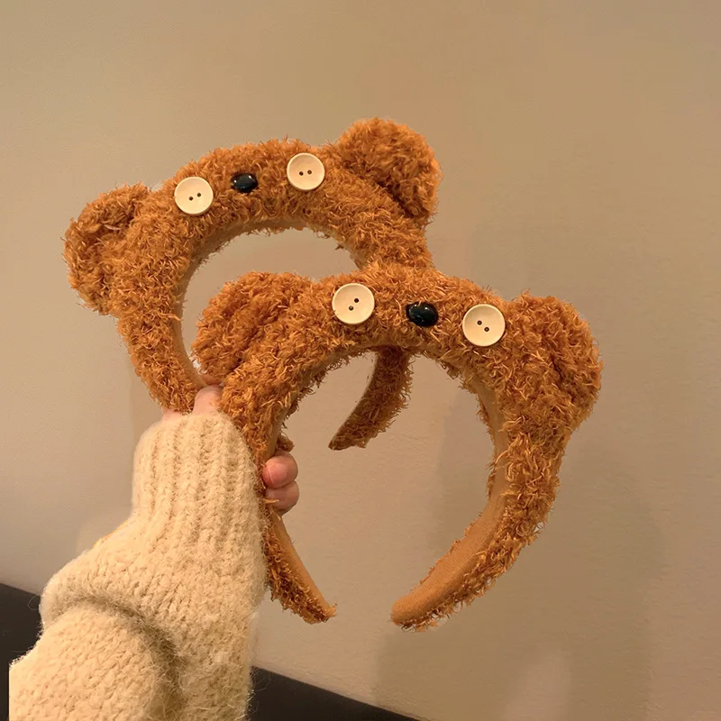 1pc NEW Little Bear Hair Hoop Plush Yellow Cute Face Wash Headband Cartoon Headpiece