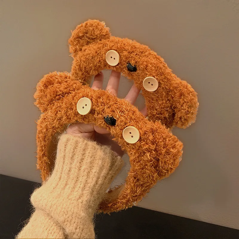 1pc NEW Little Bear Hair Hoop Plush Yellow Cute Face Wash Headband Cartoon Headpiece