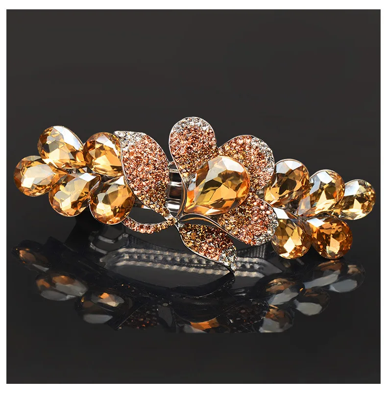 New purple crystal flower spring hair clip Luxury rhinestone top clip Horizontal clip Elegant mother fashion hair accessories