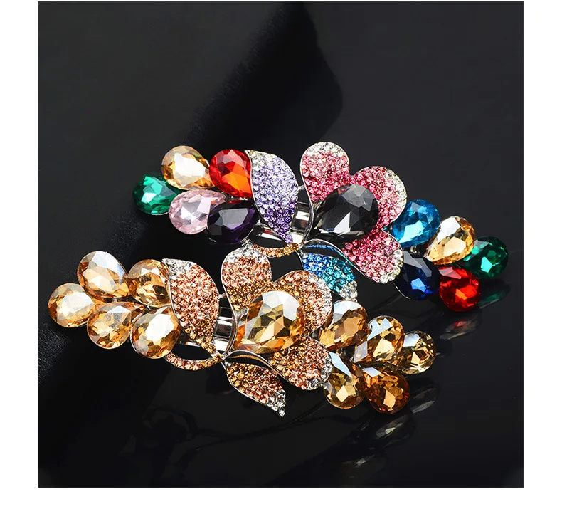 New purple crystal flower spring hair clip Luxury rhinestone top clip Horizontal clip Elegant mother fashion hair accessories