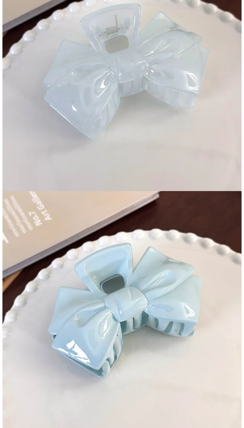 French Sweet Blue Bow Pentagram Grab Clip Girl Hair Shark Clip Headwear Women Hair Clip Claw Clamp Hair Accessories