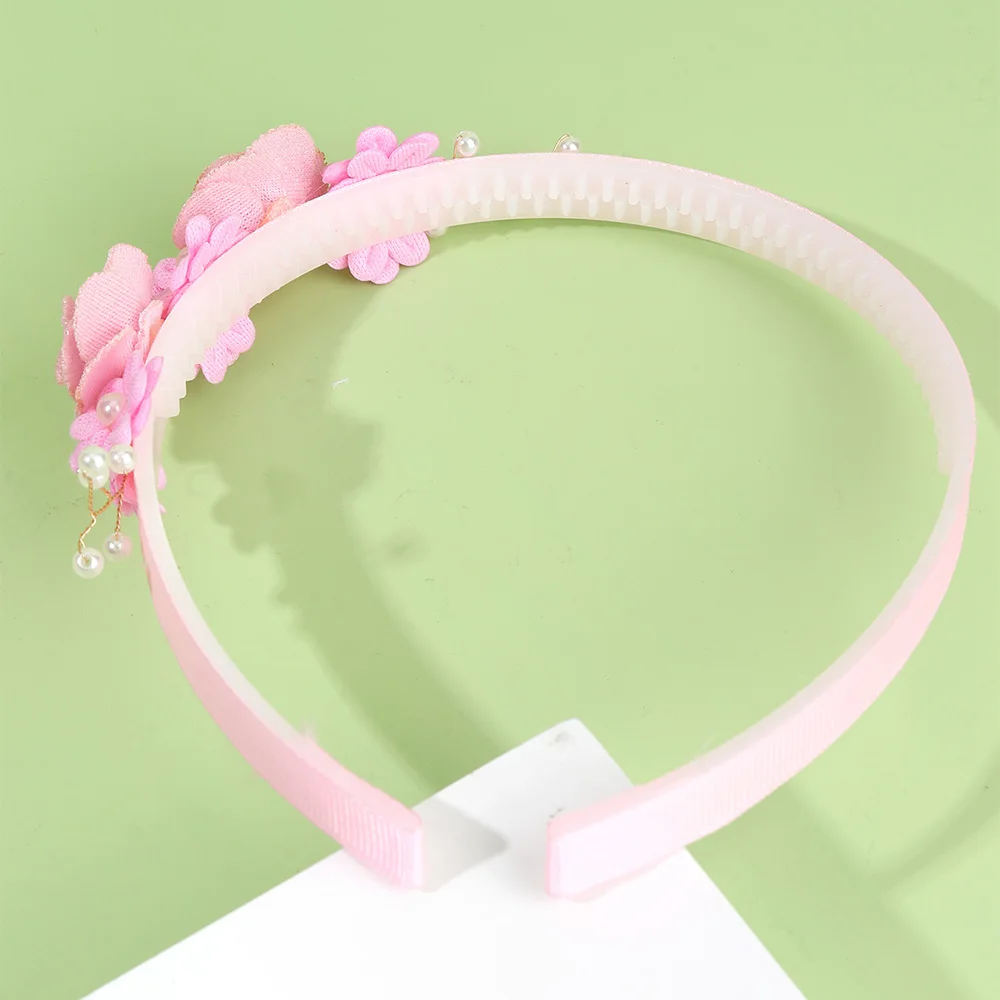 Flower Headband Girls Women Fairy Pink Pearl Hoop Children Dance Party Korean Floral Hair Accessories Guest Wedding Headdresses