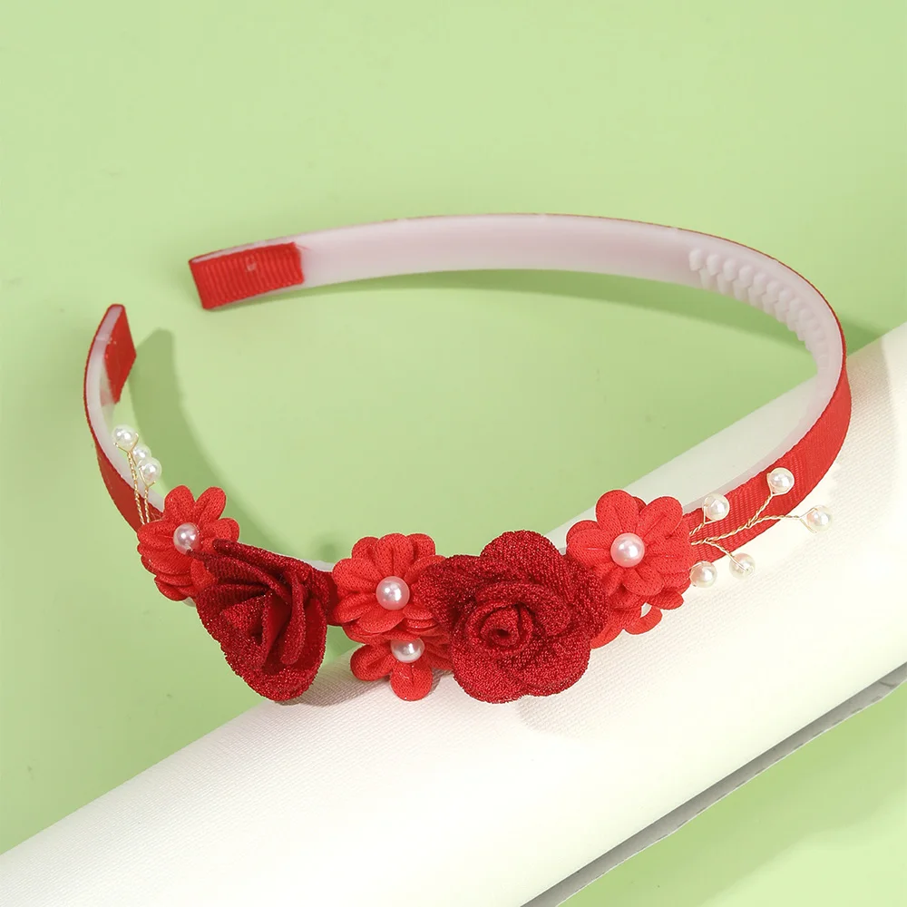 Flower Headband Girls Women Fairy Pink Pearl Hoop Children Dance Party Korean Floral Hair Accessories Guest Wedding Headdresses