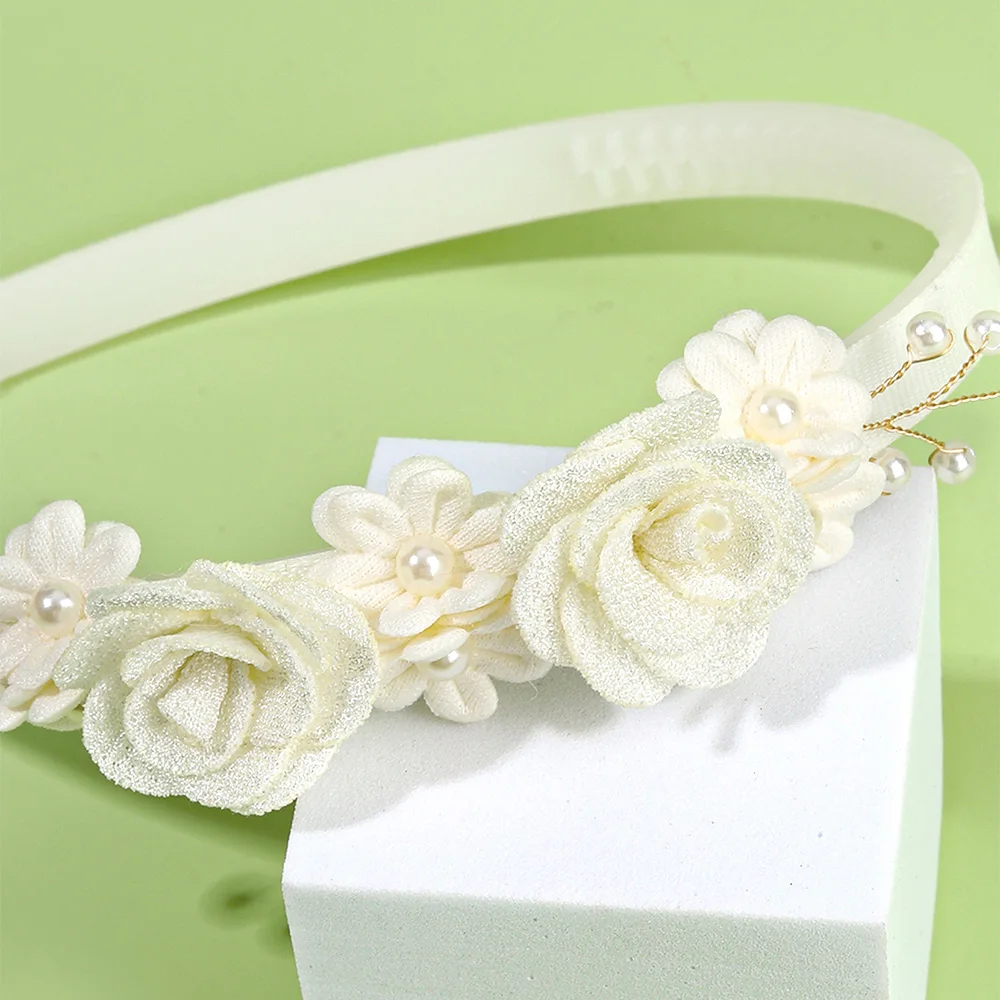 Flower Headband Girls Women Fairy Pink Pearl Hoop Children Dance Party Korean Floral Hair Accessories Guest Wedding Headdresses
