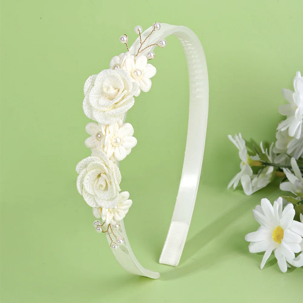 Flower Headband Girls Women Fairy Pink Pearl Hoop Children Dance Party Korean Floral Hair Accessories Guest Wedding Headdresses