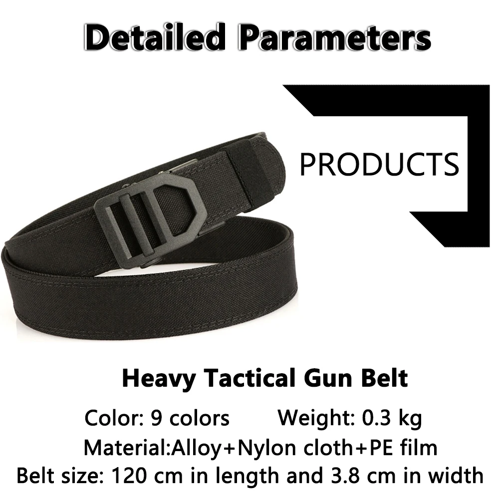 TUSHI Belt Military Belt for Men Sturdy Nylon Metal Automatic Buckle Police Duty Belt Tactical Outdoor Girdle IPSC Accessories