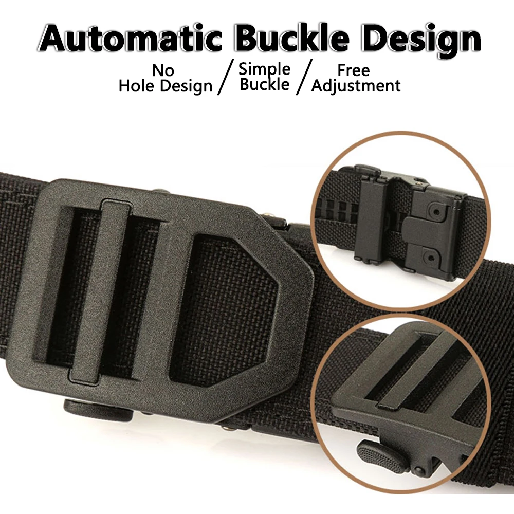 TUSHI Belt Military Belt for Men Sturdy Nylon Metal Automatic Buckle Police Duty Belt Tactical Outdoor Girdle IPSC Accessories