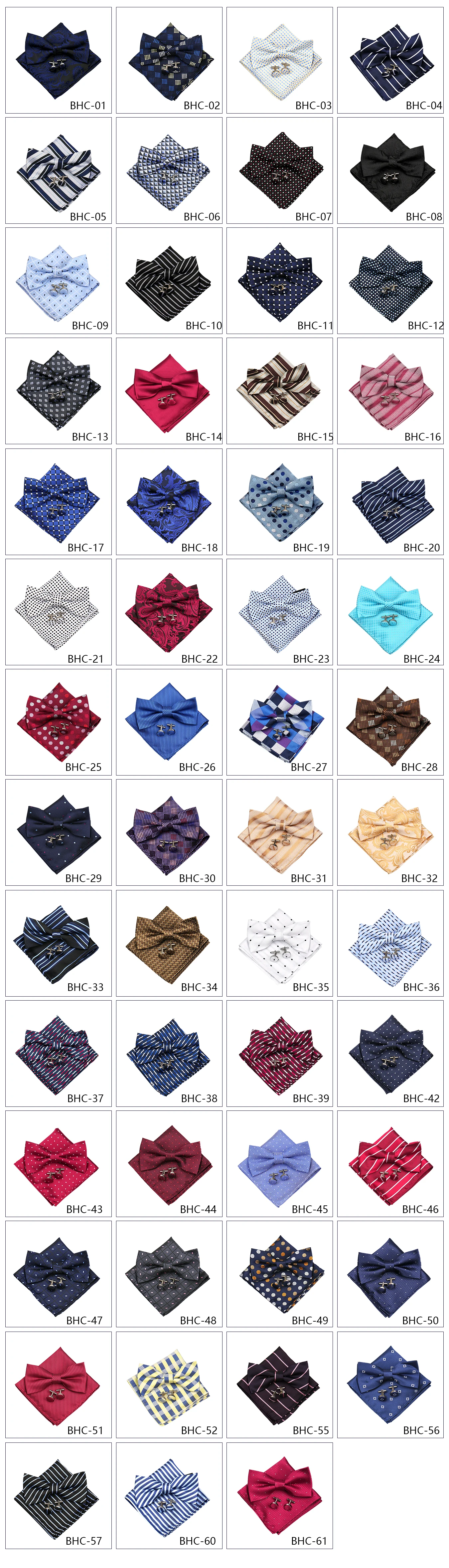 Fashion Bowtie Set Gifts For Men High Quality Bow Tie Handchief Cufflinks 3 Pcs Set Wedding Bussiness Suit Accessories