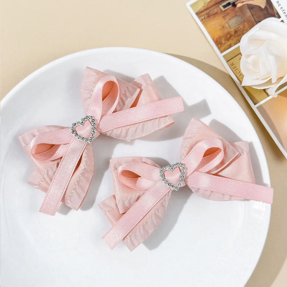 1Pair Bow Lolita Delicate Hair Jewelry Heart Hair Clip Women's Harajuku Steampunk Handmade Headwear Subculture