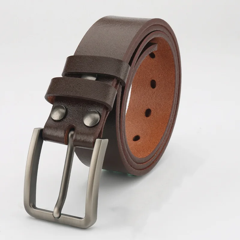 Men's Pure Ren Cow Genuine Leather Belt Original Color Single Layer Leather Strap Without Buckle Head Nail Polished High Quality