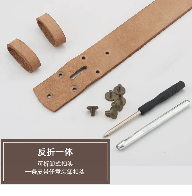 Men's Pure Ren Cow Genuine Leather Belt Original Color Single Layer Leather Strap Without Buckle Head Nail Polished High Quality