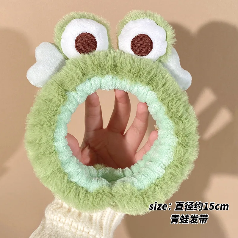 Cute face wash headband with plush headband, widened anti slip face wash, makeup application, moisture-proof hair, sports face w