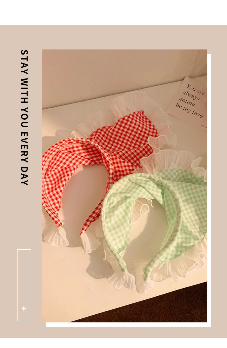 Boho Headbands Lace Tartan Hair Tie Elastic Hair Band Floral Head Kerchief Hair Scarves Bandanas for Women Girls