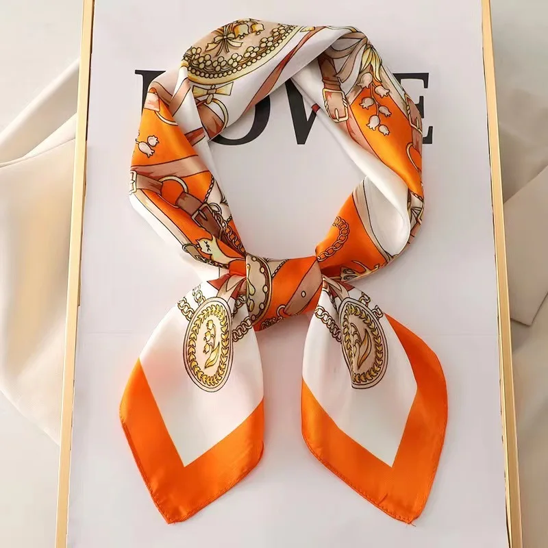Women's Silk Four Corner Scarf, Satin Printed Scarf, Headband, WOMEN'S Hair Drape Shoulder Bag, WOMEN'S Scarf, Headscarf, 70cm