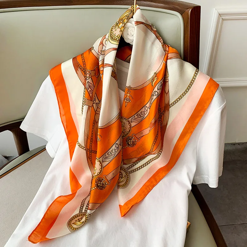 Women's Silk Four Corner Scarf, Satin Printed Scarf, Headband, WOMEN'S Hair Drape Shoulder Bag, WOMEN'S Scarf, Headscarf, 70cm