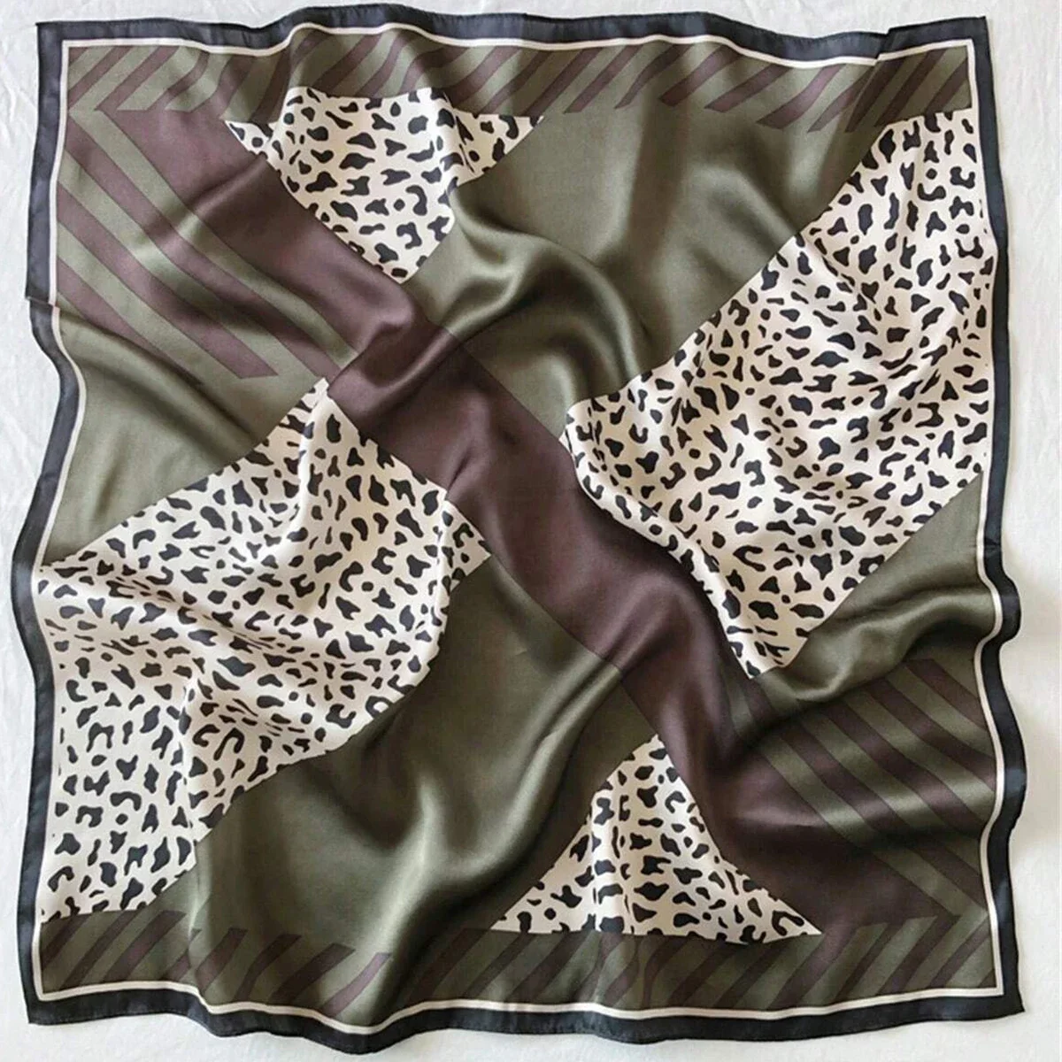 70cm Pink Floral Silk Scarf for Women Simulated Silk Fresh and Elegant Versatile Headwear Clothing Bags and Square Scarf