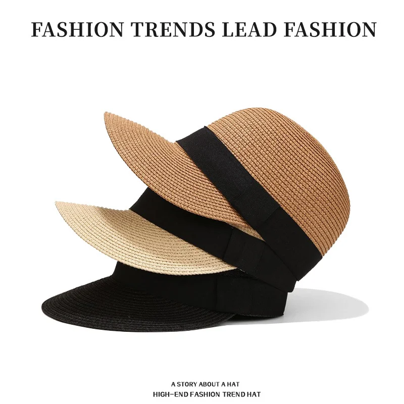 New Summer Straw Hats for Women Panama EquestrianHat Outdoor Casual Beach Sun Caps Female Breathable Travel Visor Baseball Cap
