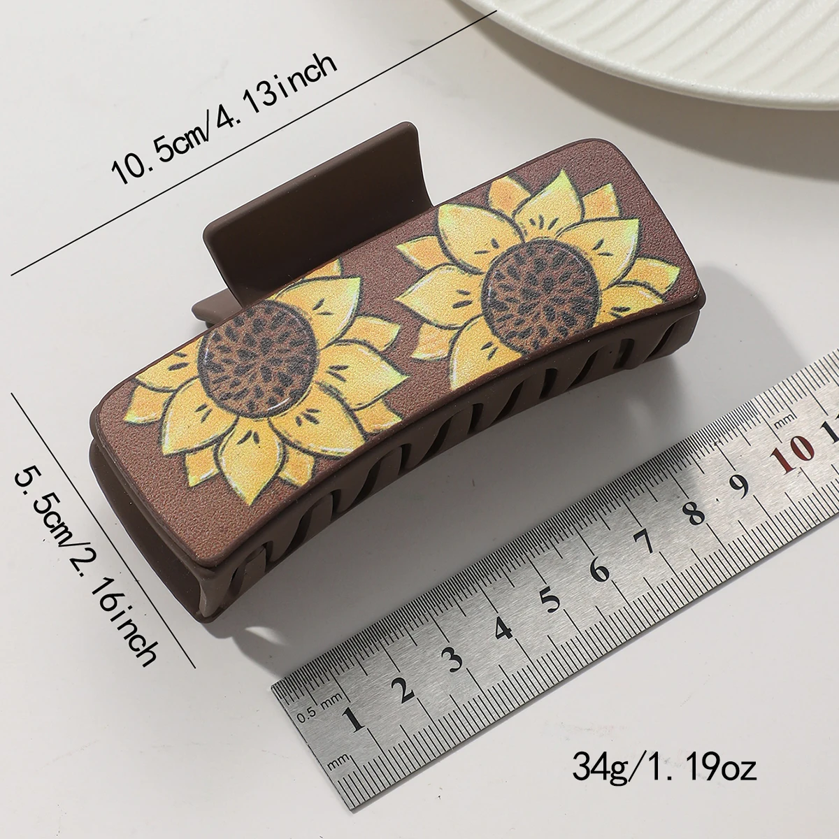 Western Leather Hair Claw Clips Sunflower Floral Square Claw Clips for Hairstyling Southwest Print PU Leather Hair Accessories