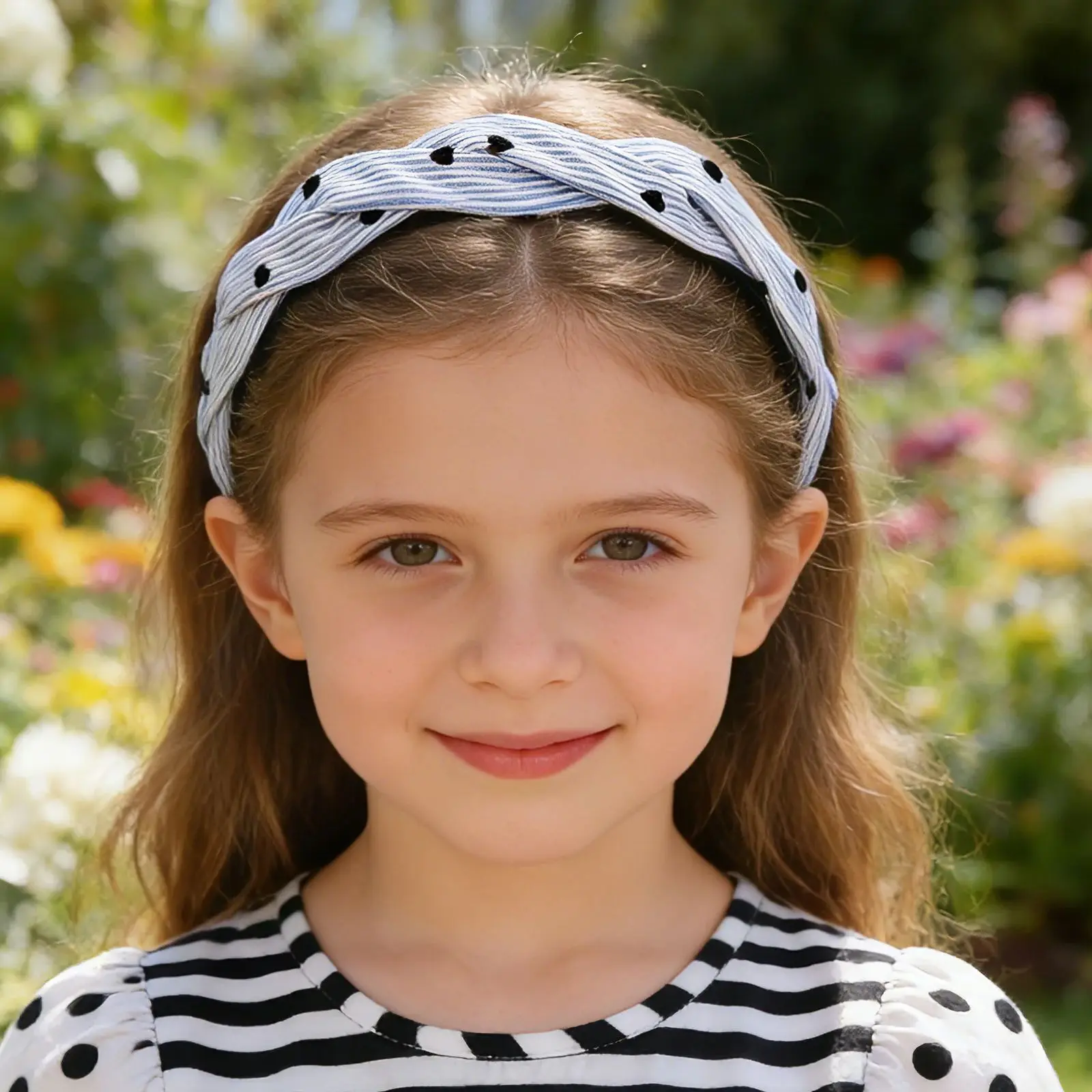 2026 New Preppy Style Gingham Braided Headband for Girls Blue Plaid Soft No Slip Hair Accessories for Toddler Kids Fashion Gift