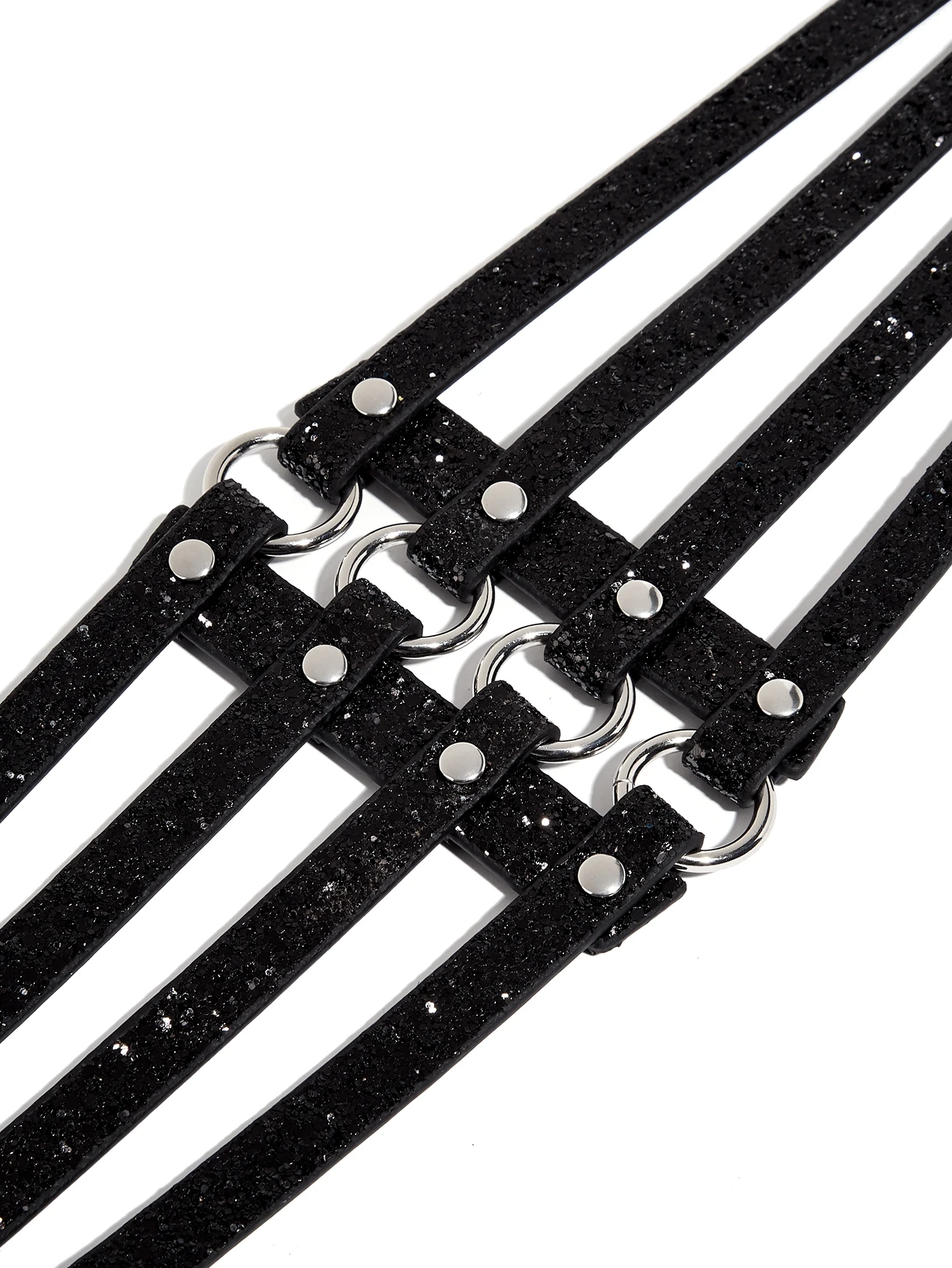 Women's golden stretch belt stylish look with dress party waist cover 4 row loop buckle decorative hollow belt