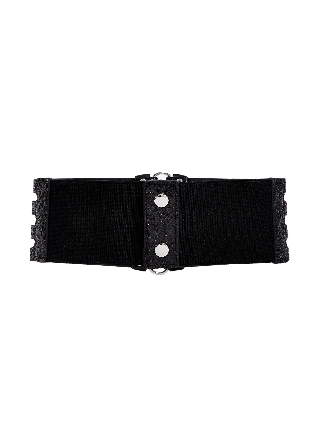 Women's golden stretch belt stylish look with dress party waist cover 4 row loop buckle decorative hollow belt