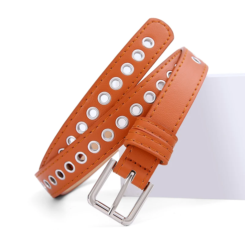 New Women's Belt Metal Full Eye Belt Non Perforated Korean Versatile Fashion Hollow Decoration Pants Belt