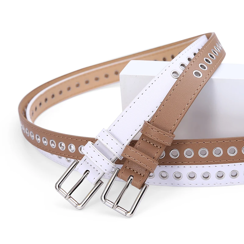 New Women's Belt Metal Full Eye Belt Non Perforated Korean Versatile Fashion Hollow Decoration Pants Belt