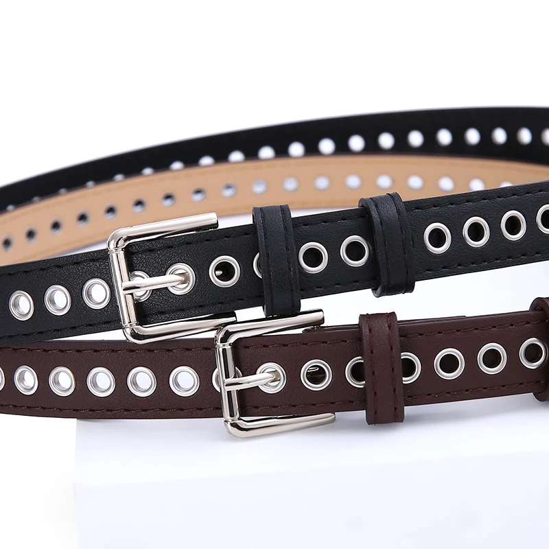 New Women's Belt Metal Full Eye Belt Non Perforated Korean Versatile Fashion Hollow Decoration Pants Belt