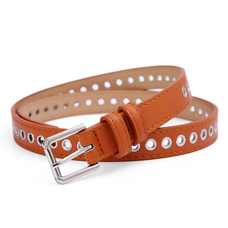 New Women's Belt Metal Full Eye Belt Non Perforated Korean Versatile Fashion Hollow Decoration Pants Belt