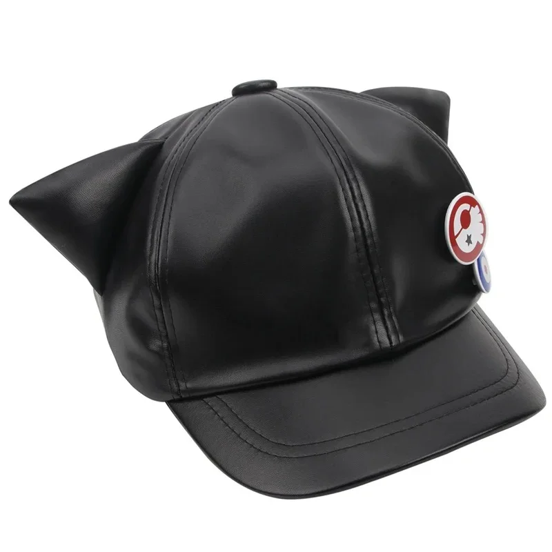 Cosplay Shikinami Asuka Rangure Cat Ear PU Leather Hat Peak EVA Baseball Cap Langley Soryu