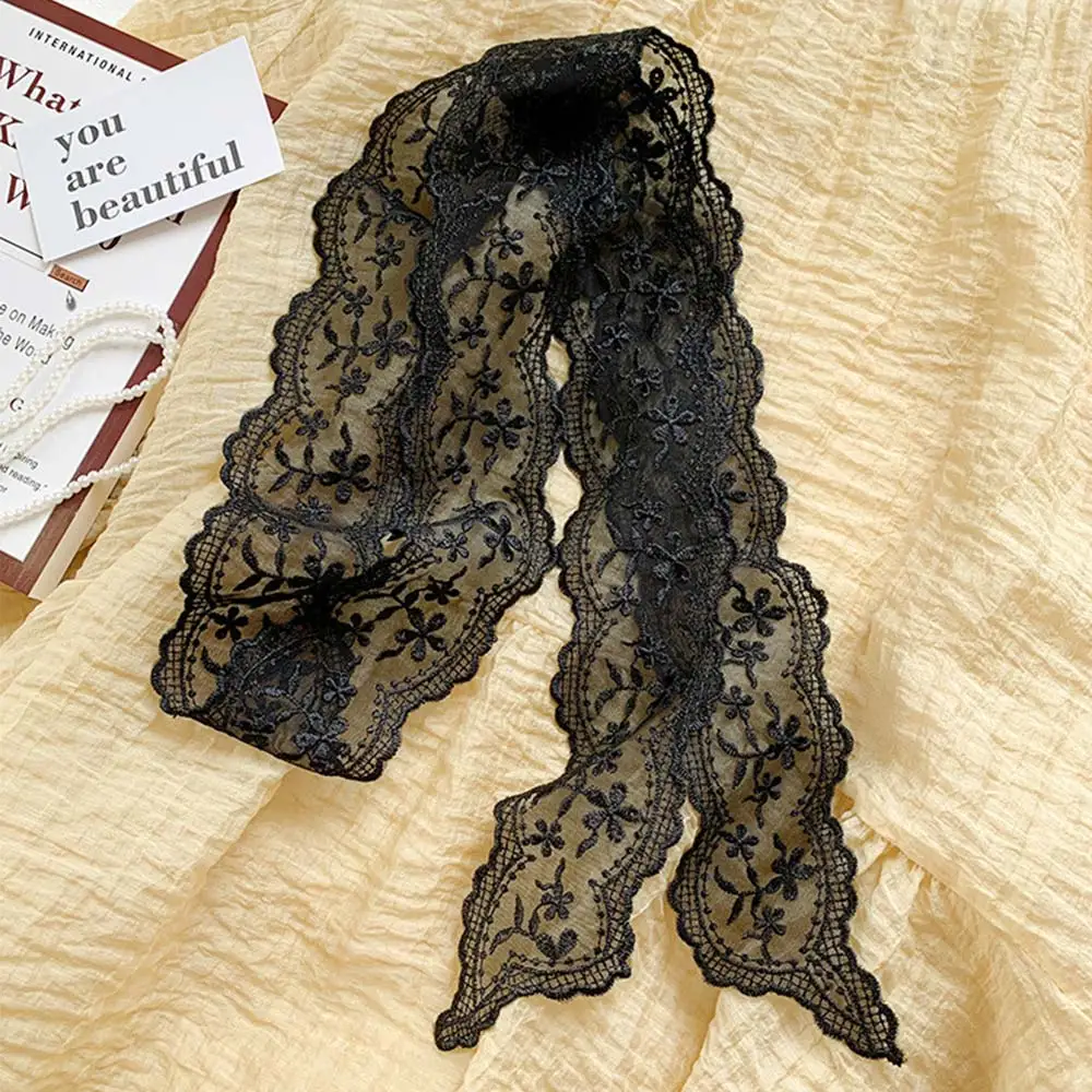 Fashion Soft Lace Scarf Elegant Floral Hair Ribbon Fairy Sweet Hair Accessories for Women