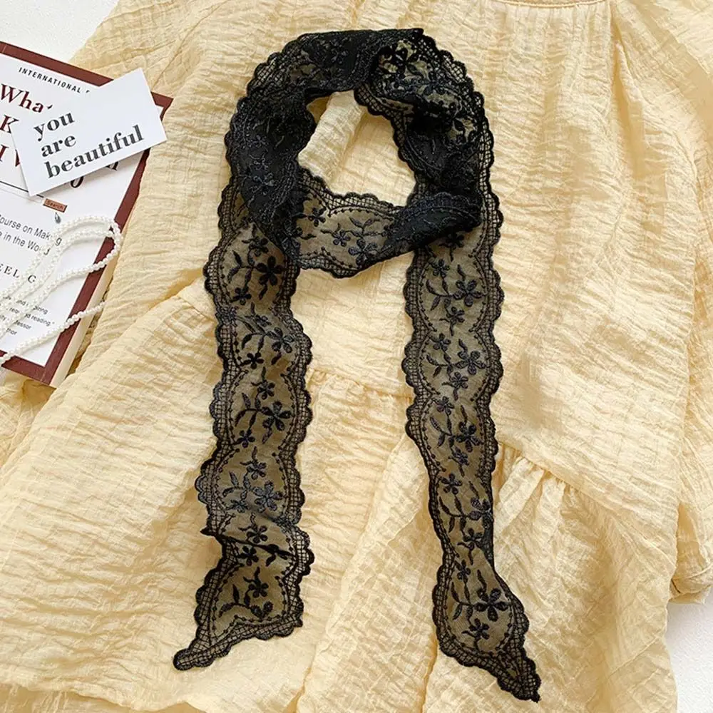 Fashion Soft Lace Scarf Elegant Floral Hair Ribbon Fairy Sweet Hair Accessories for Women